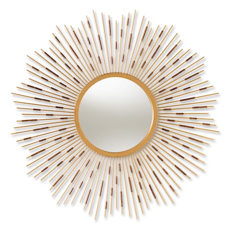 Baxton Studio Apollonia Modern Gold Finished Sunburst Accent Wall Mirror 150-8896